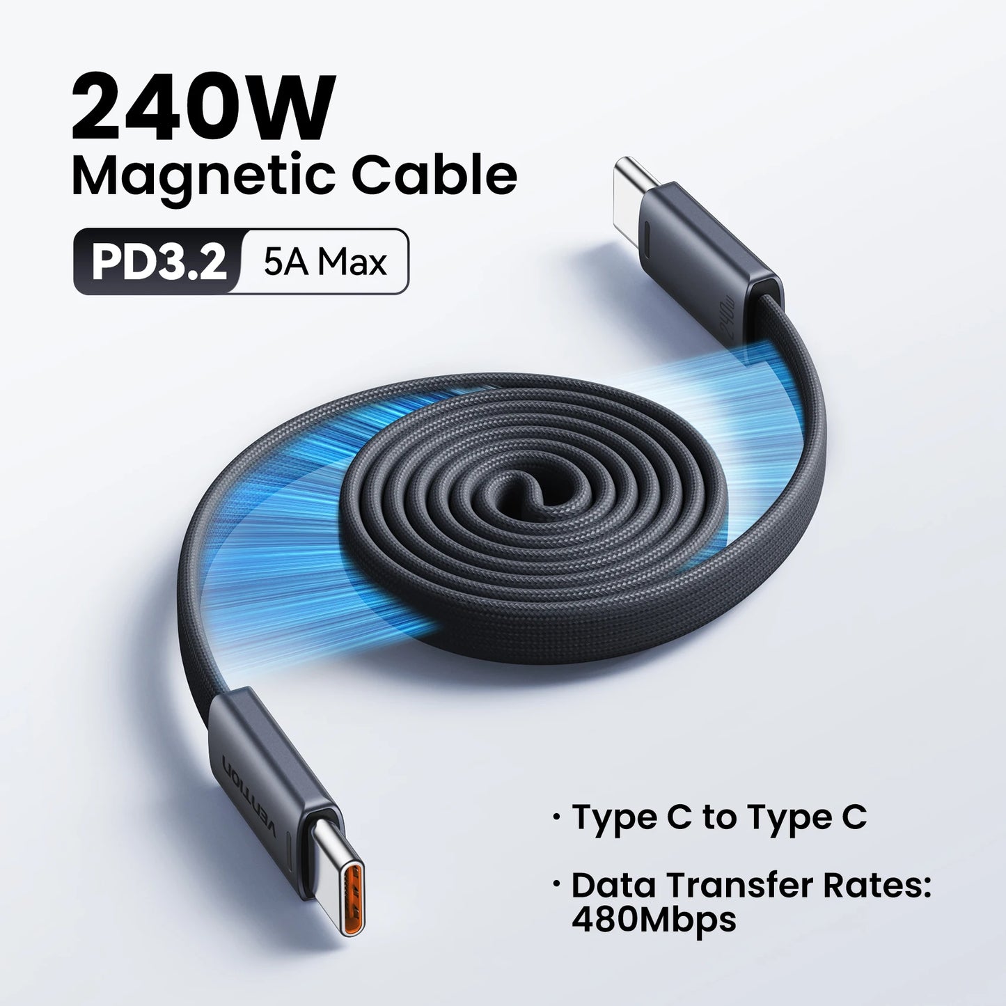 Vention 240W Magnetic USB-C Cable