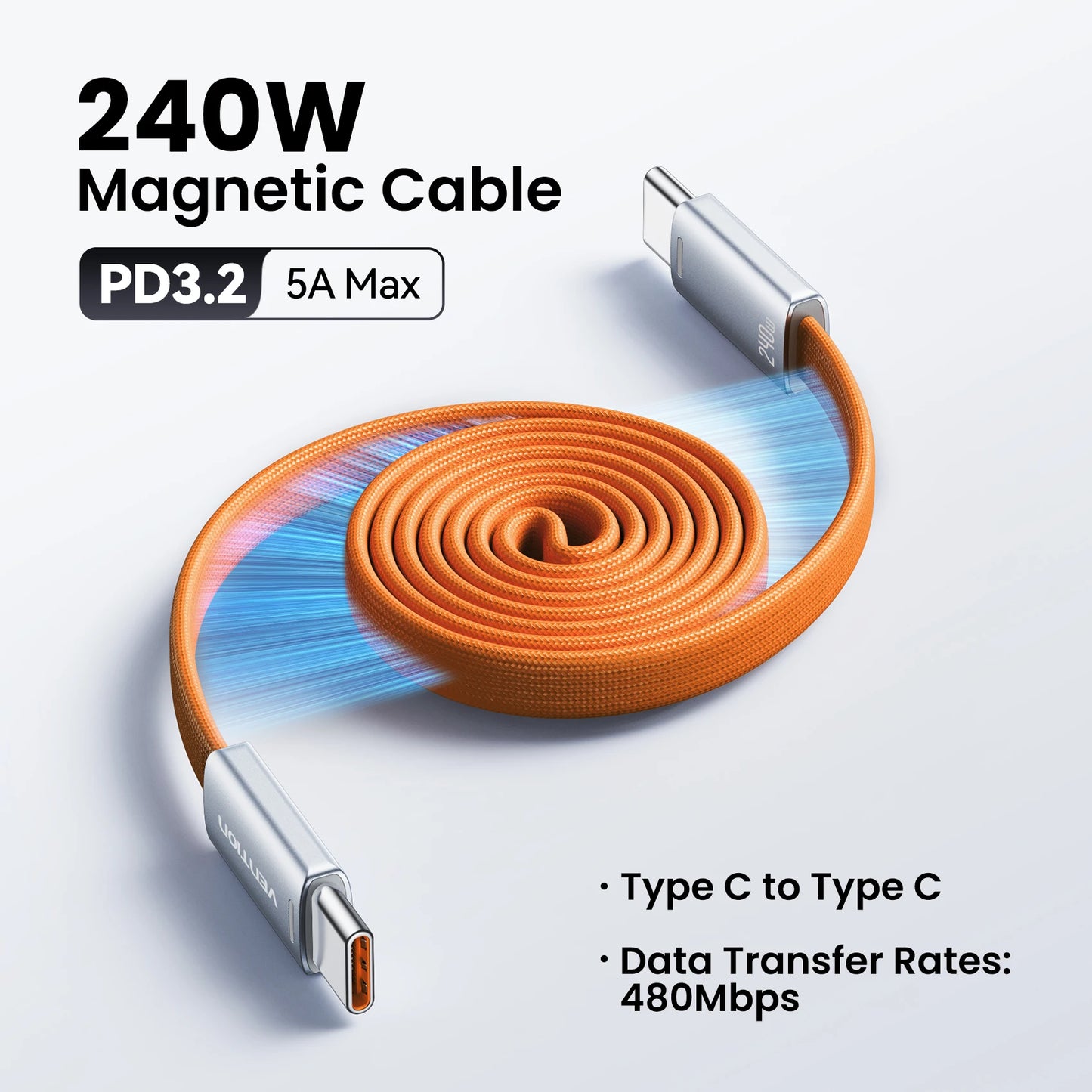 Vention 240W Magnetic USB-C Cable